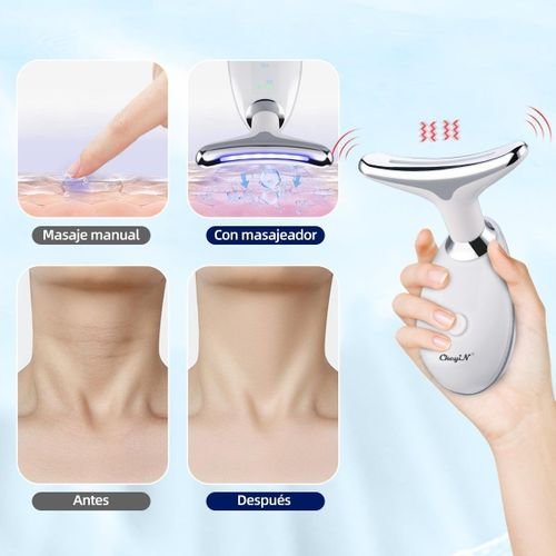 Appareil Laser de Massage pour le Cou, Visage et Peau, Rajeunissement et Vitalité, lumière LED, soin de peau, Appareil de Lifting du visage du cou EMS