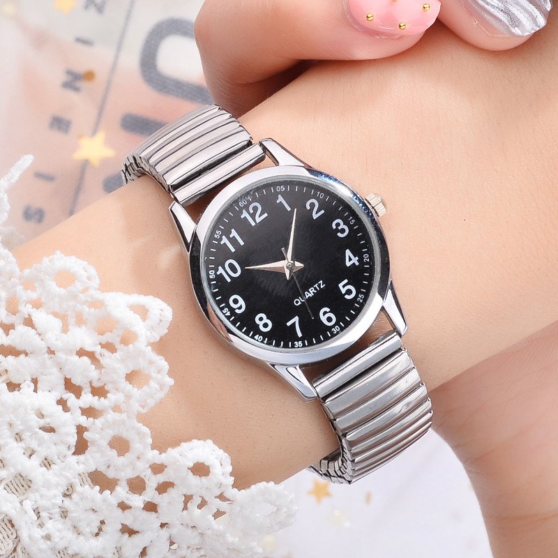 1/2 pièces mode Couple montres Simple cadran arabe hommes montre à Quartz bande élastique femmes montres