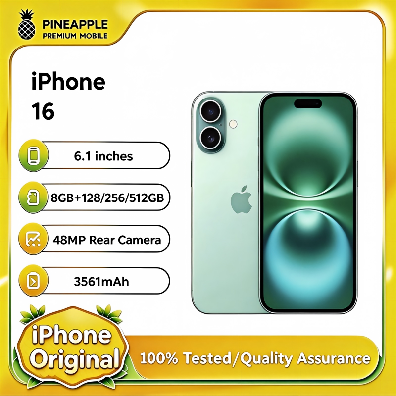 iPhone 16 original 6,1" Super Retina XDR OLED 128/256 Go ROM 6 Go RAM Face ID NFC A18 Débloqué Version US&CN 5G Téléphones portables iPhone 16 E
