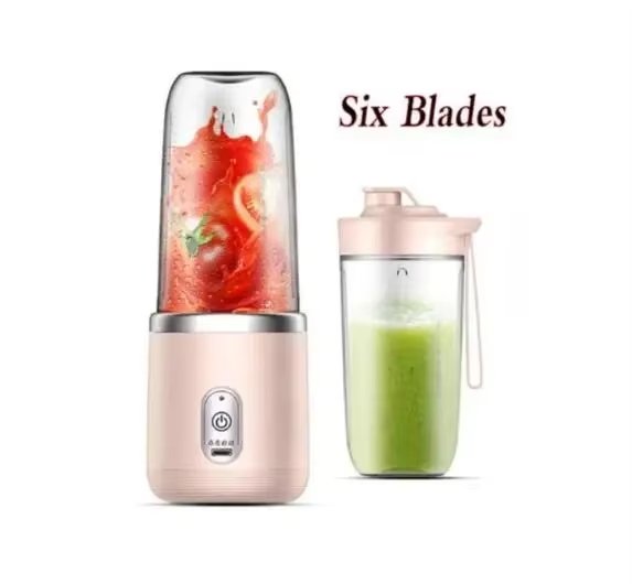 Mixeur Portable Électrique 6 Lames Multifonction pour Jus, Smoothies, Glace Pilée et Préparation Culinaire 2cups-Pink