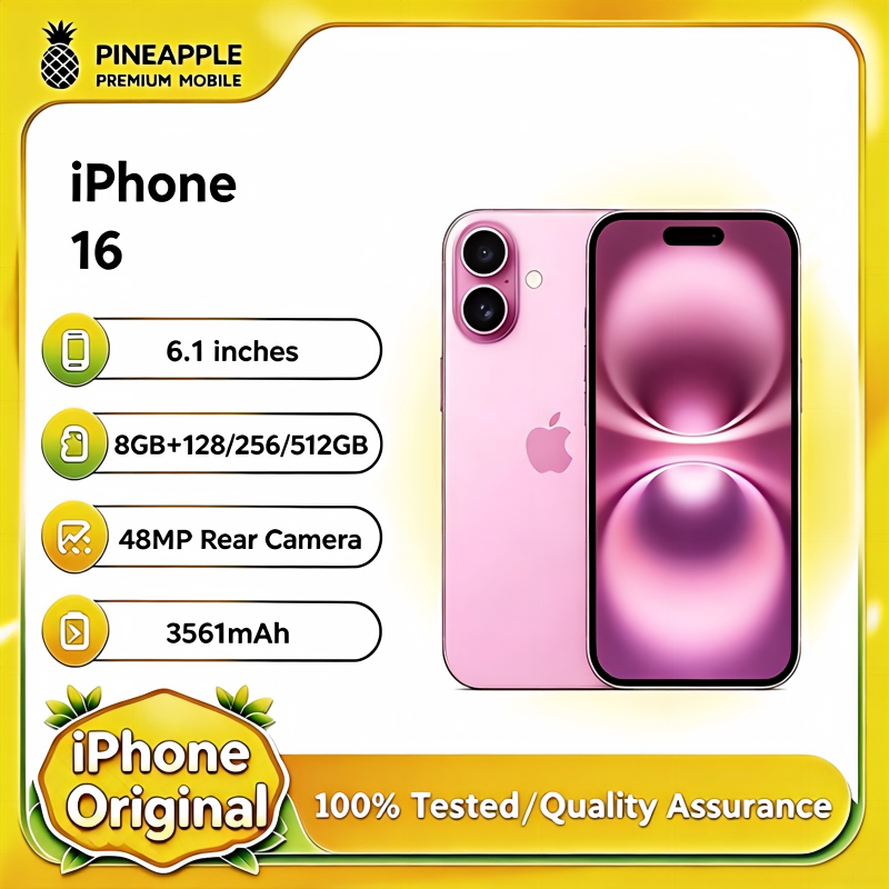 iPhone 16 original 6,1" Super Retina XDR OLED 128/256 Go ROM 6 Go RAM Face ID NFC A18 Débloqué Version US&CN 5G Téléphones portables iPhone 16 C