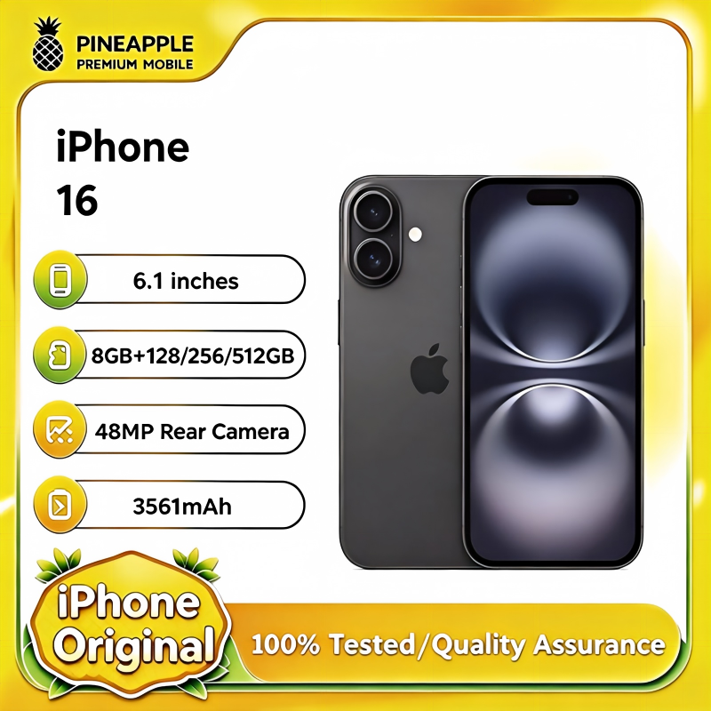 iPhone 16 original 6,1" Super Retina XDR OLED 128/256 Go ROM 6 Go RAM Face ID NFC A18 Débloqué Version US&CN 5G Téléphones portables iPhone 16 B