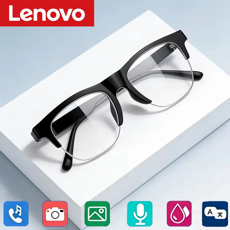 Lunettes intelligentes Lenovo 8K HD AI, traduction IA, appels mains libres, enregistrement de discussions IA, lecture de musique, lunettes de soleil intelligentes pour hommes, nouveauté 2027 Transparent