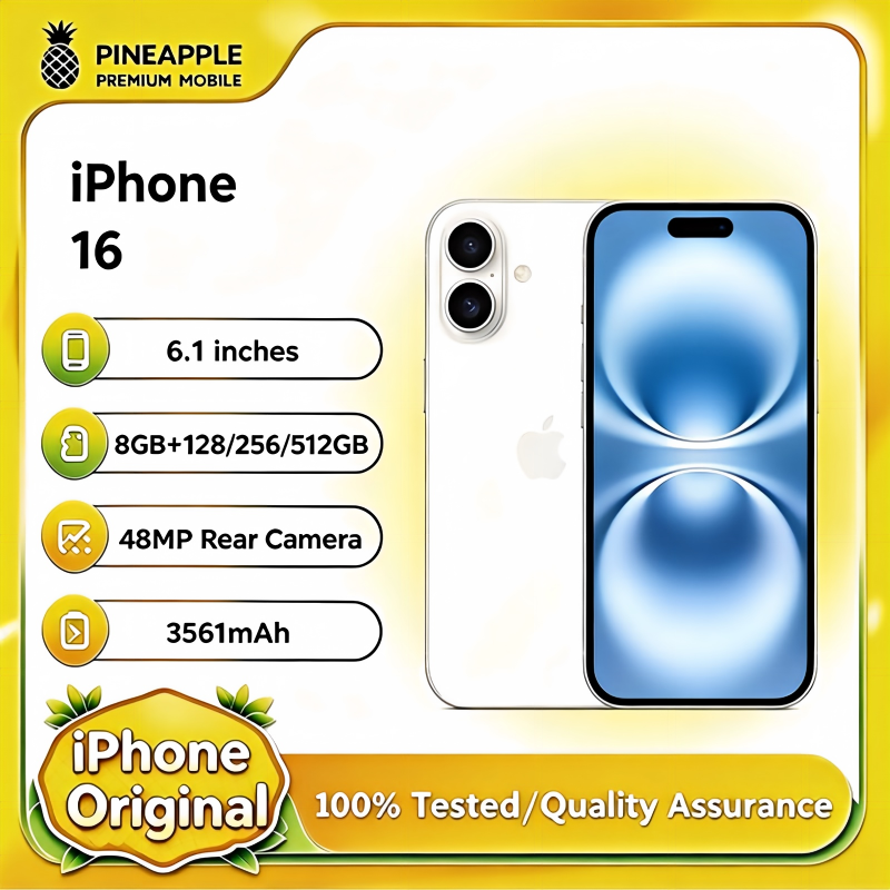 iPhone 16 original 6,1" Super Retina XDR OLED 128/256 Go ROM 6 Go RAM Face ID NFC A18 Débloqué Version US&CN 5G Téléphones portables iPhone 16 A