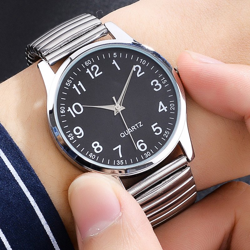 1/2 pièces mode Couple montres Simple cadran arabe hommes montre à Quartz bande élastique femmes montres