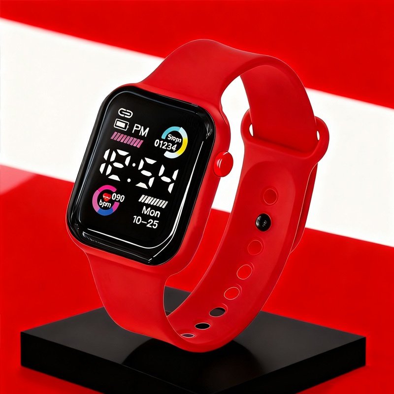 1 montre de mode carrée-afficher l'heure/date, pas de fonctionnalités supplémentaires, montre électronique pour les passionnés de mode, le meilleur grand Digi