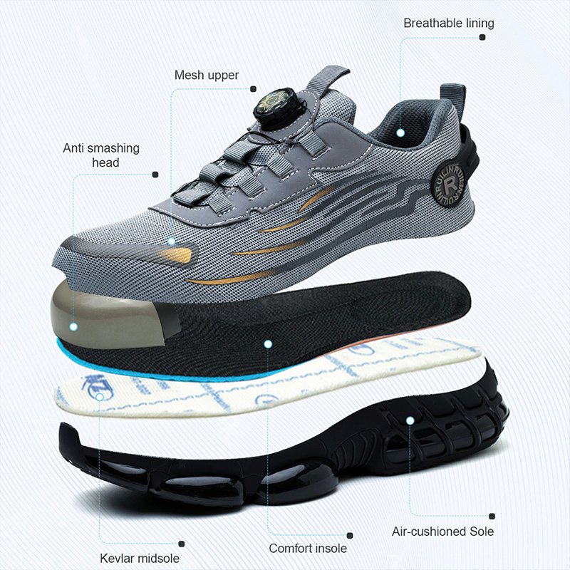 Chaussures de sécurité pour hommes, bottes de Protection élastiques, chaussures décontractées à la mode, respirantes, Protection contre les odeurs, chaussures de travail pour hommes